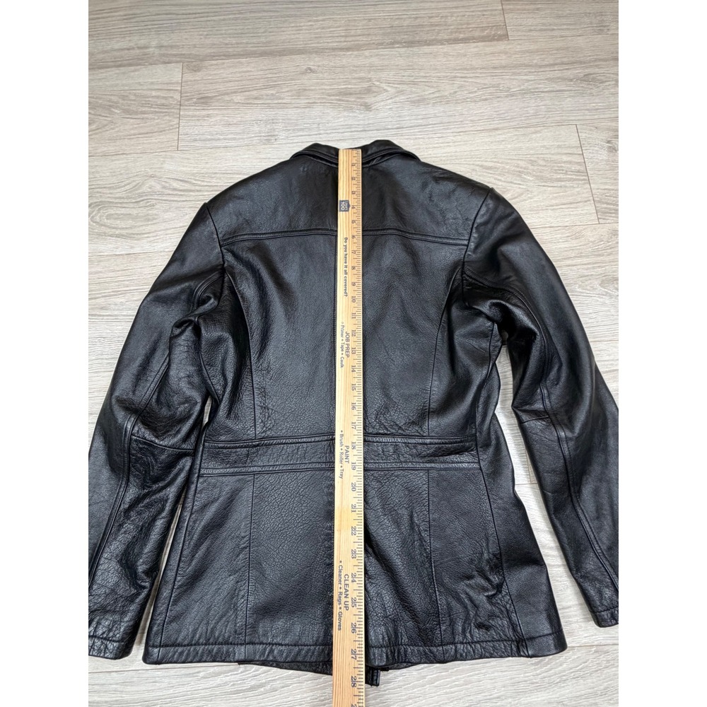 Wilsons Maxima Womens Black Genuine Leather Button Front Blazer Jacket Size‎ M - Picture 7 of 9